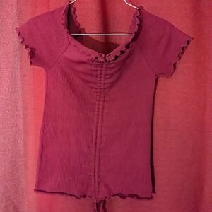 Elegant Burgundy Short Sleeve Top